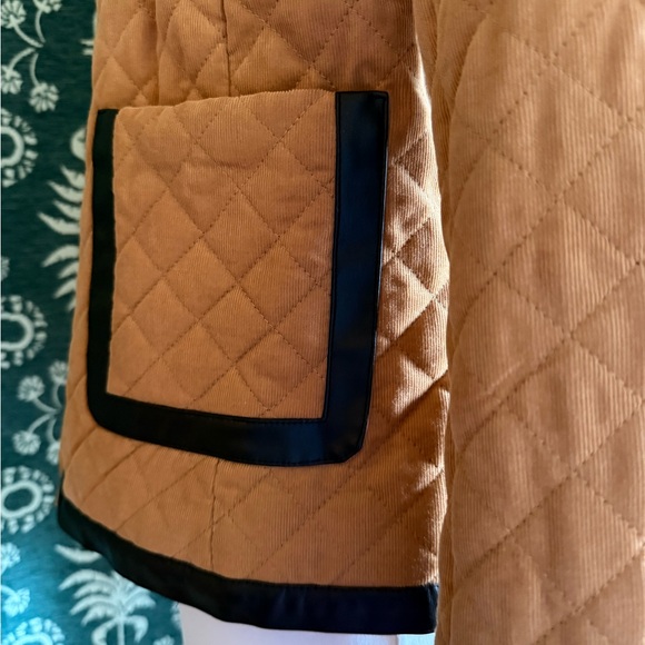 Etcetera Tan Black Quilted Faux Leather Trim Women's Jacket Size 6 - Picture 6 of 11